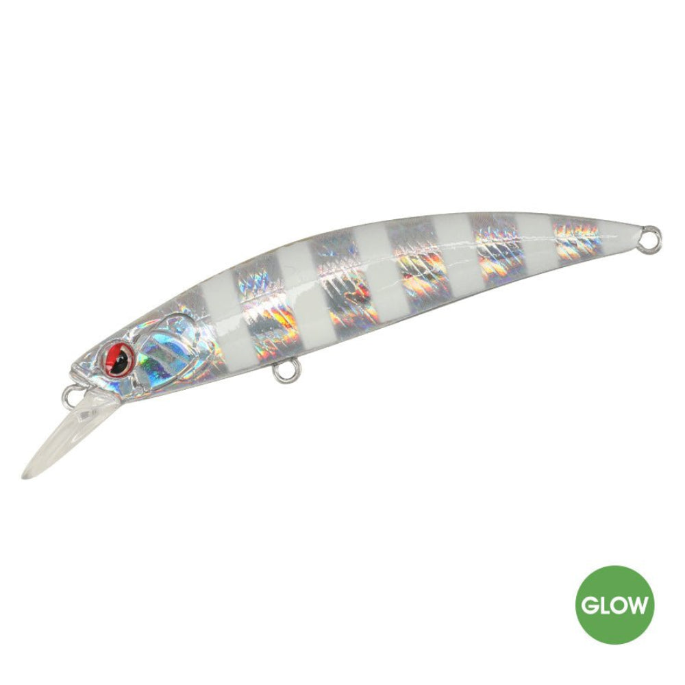 Littma Rong 80S Saltwater Minnow Hard Bait Lure | Sinking | 8 Cm | 12 Gm | - FishermanshubZebra Silver (Glow)