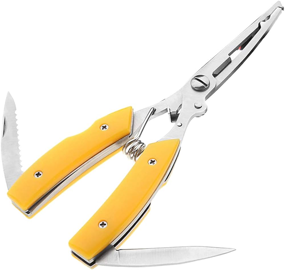 Lucana Split Ring Plier with Line Cutter Knife | Blue | Yellow | - FishermanshubYellow