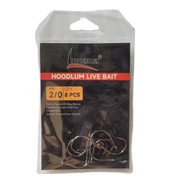 Lucana Hoodlum Live Bait Single Hooks | 8 Pcs Per Pack | - Fishermanshub#1/0
