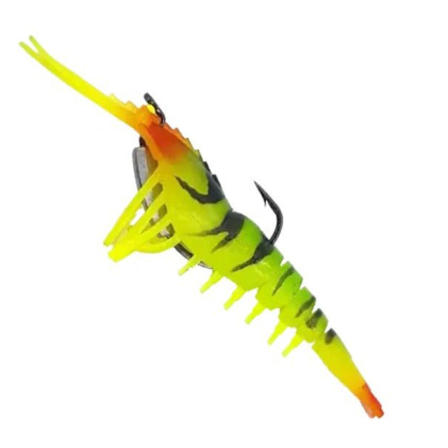 Lucana Live Chemmeen Soft Plastic Shrimp Lure With Jighead | 10 Cm , 17 Gm | 10 Cm , 21 Gm | - Fishermanshub13 GmFire Tiger Luminous Legs