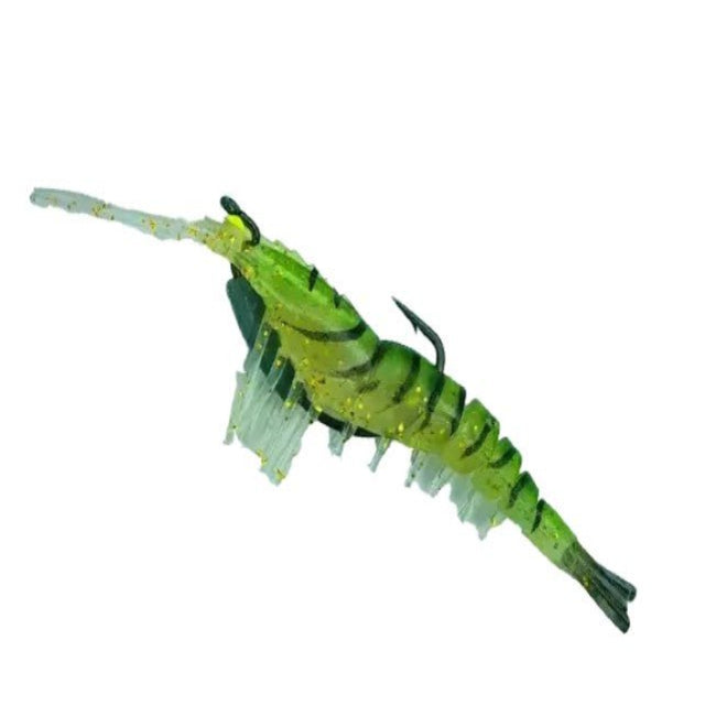 Lucana Live Chemmeen Soft Plastic Shrimp Lure With Jighead | 10 Cm , 17 Gm | 10 Cm , 21 Gm | - Fishermanshub13 GmGreen Leopard