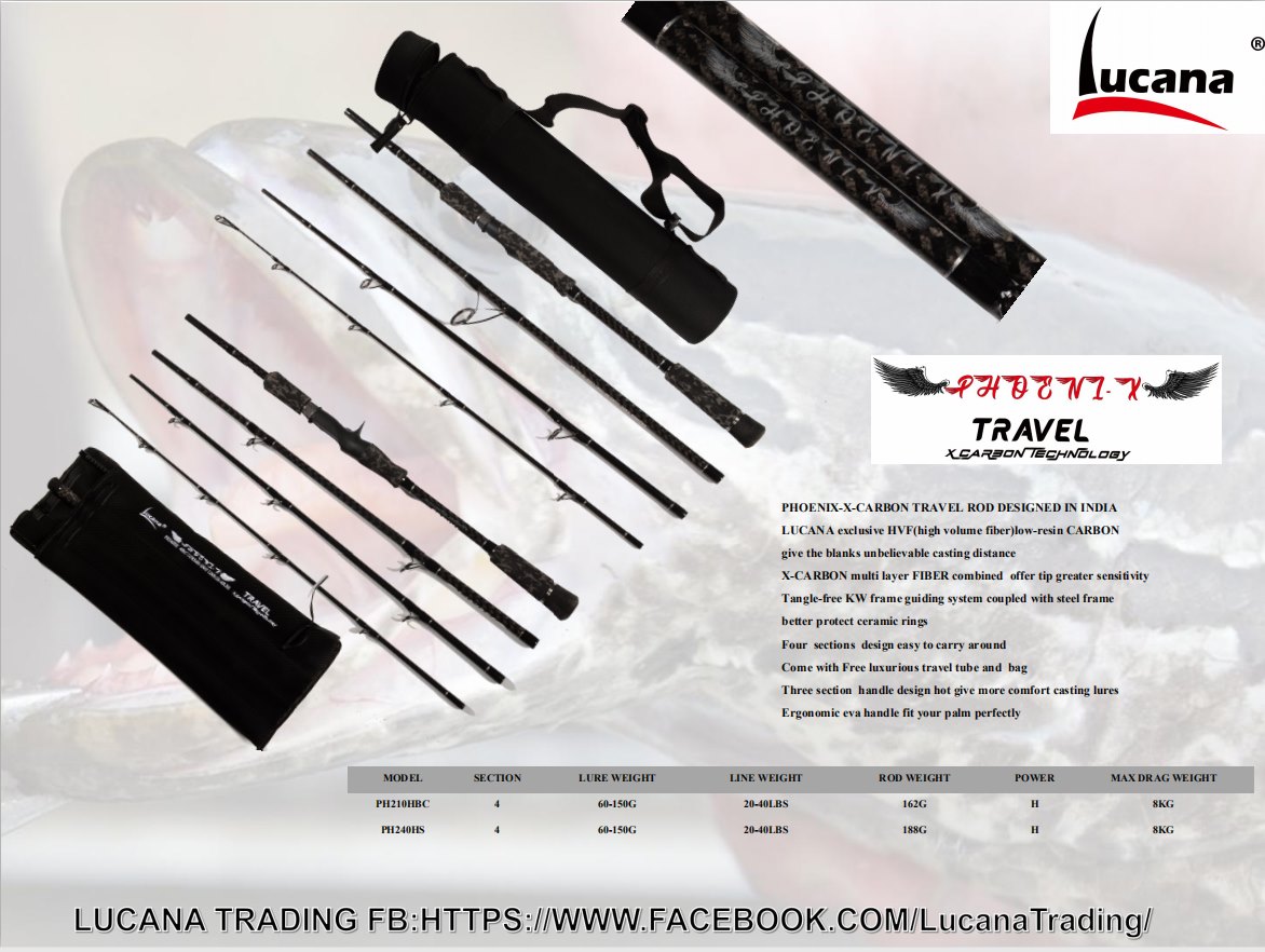Lucana Phoenix X Carbon Technology Spinning Travel Rod | 8 Ft - H |
