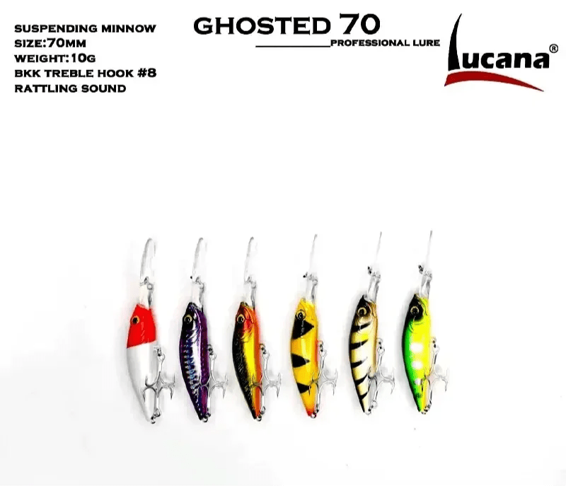 Lucana Ghosted 70 Minnow Hard Bait Lure | Suspending | Floating | 7 Cm | 10 Gm | - FishermanshubPink Sardine