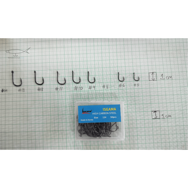 Lucana Iseama Ringed Eye Carbon Steel Single Hooks | 50 Pcs Per Box | - Fishermanshub5