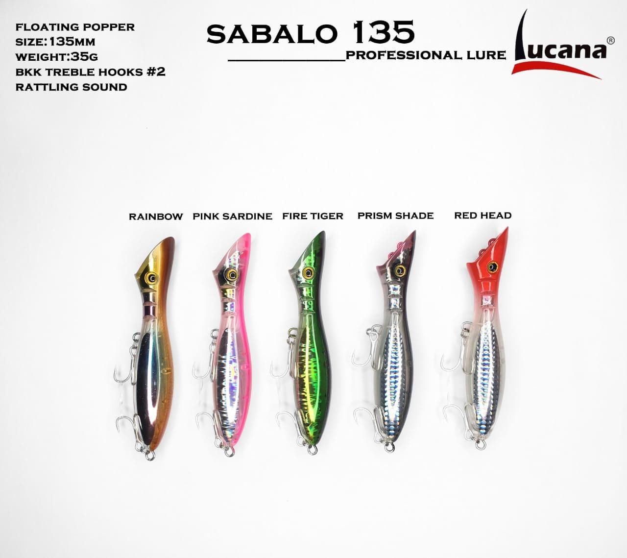 Lucana Sabalo 135 Popper Hard Bait Lure | Floating | 13.5Cm | 35Gm | - FishermanshubRed Head