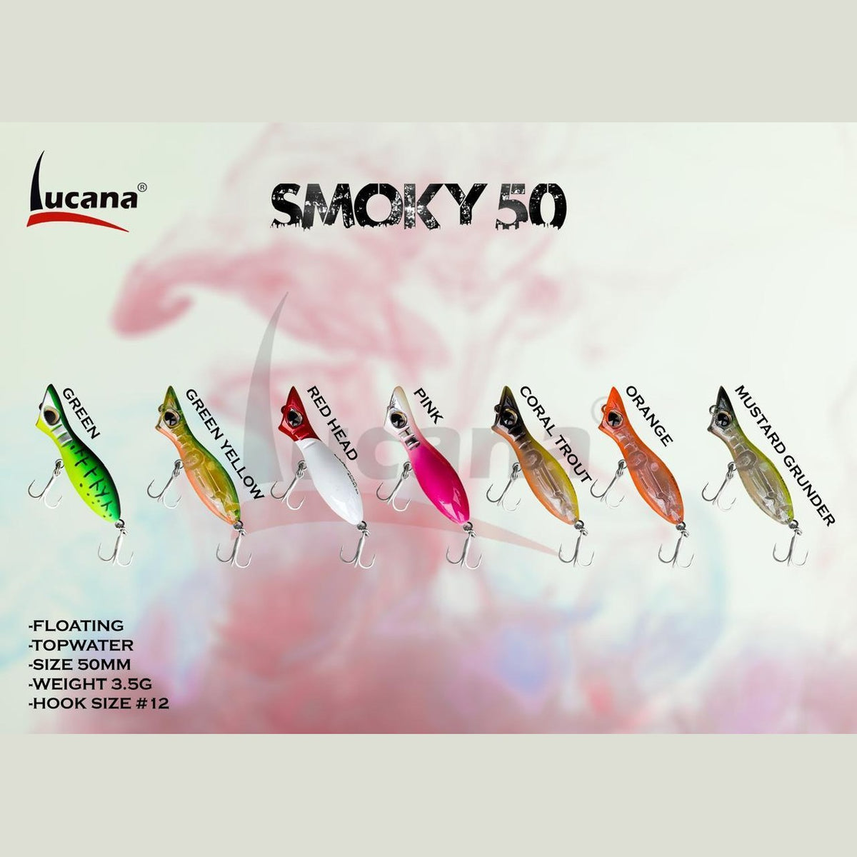 Lucana Smoky Popper 50F Hard Lure | Floating | 5 Cm | 3.5 Gm | - FishermanshubRed Head