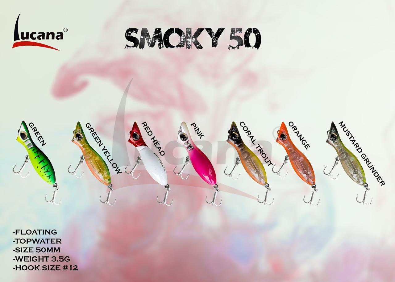 Lucana Smoky Popper 50F Hard Lure | Floating | 5 Cm | 3.5 Gm | - FishermanshubRed Head