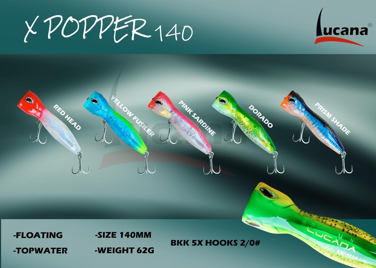 Lucana X Popper Hard Bait Topwater Lure | Floating | 14 Cm | 62 Gm | - FishermanshubYellow Fusiler