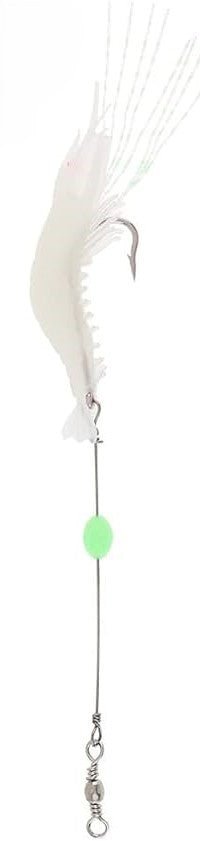 Luminous Soft Shrimp Lure With Leader Cord | 9.5 Cm | 5.7 Gm | - FishermanshubWHITE