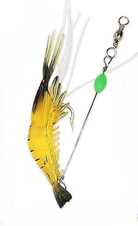 Luminous Soft Shrimp Lure With Leader Cord | 9.5 Cm | 5.7 Gm | - FishermanshubYELLOW