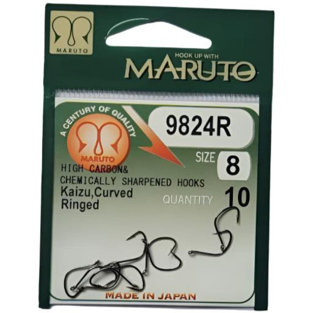 Maruto Kaizu Curved Ring Hooks | 9824R | 10 Pcs Per Pack | - Fishermanshub#8
