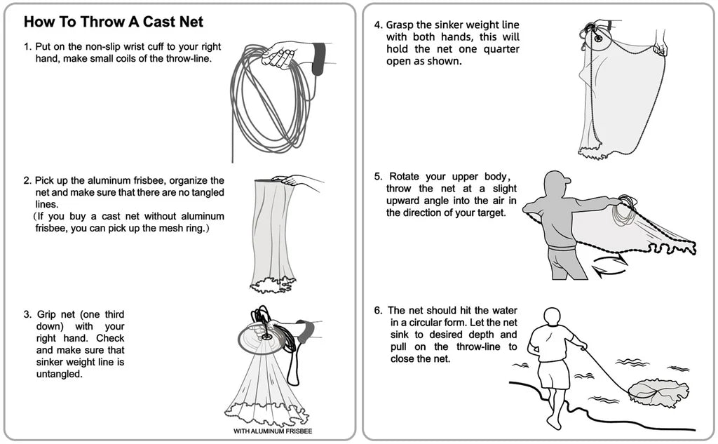Mono Cast Net with Frisbee | 7 Ft | 8 Ft | 9 Ft | - Fishermanshub7Ft