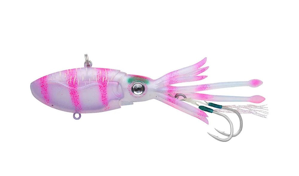 Nomad Design Squidtrex Soft Plastic Baits | Glow in the Dark | Sinking | 11 Cm, 52 Gm | 13 Cm, 92 Gm | - Fishermanshub11 CmPink Tiger