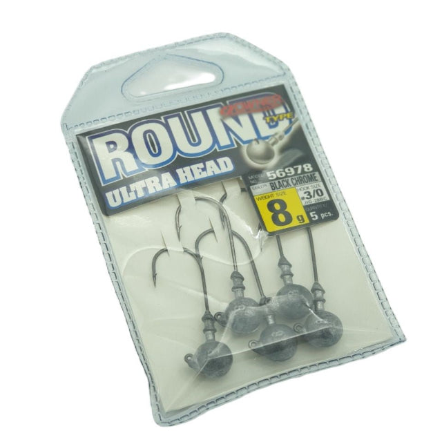 Owner Round Type Ultra Head Jig Heads | 56978 | Black Chrome | 3 - 5 Pcs Per Pack | - Fishermanshub#2/015Gm