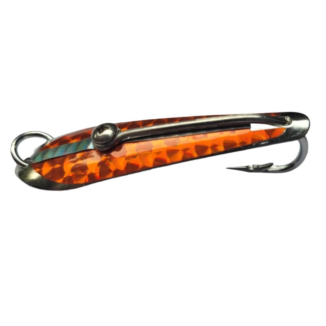 Pushpa Trolling Fishing Spoon | Single Hook | Sinking | 8 Cm, 14 Gm | 10 Cm, 23 Gm | - Fishermanshub#3/0Orange