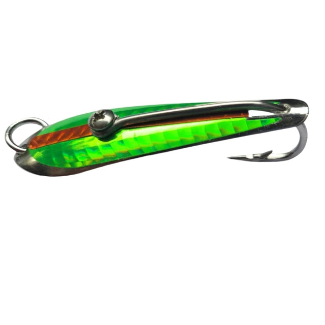 Pushpa Trolling Fishing Spoon | Single Hook | Sinking | 8 Cm, 14 Gm | 10 Cm, 23 Gm | - Fishermanshub#3/0Green