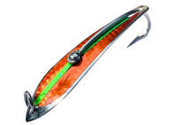 Pushpa Trolling Fishing Spoon | Single Hook | Sinking | 8 Cm, 14 Gm | 10 Cm, 23 Gm | - Fishermanshub3/0Green Orange