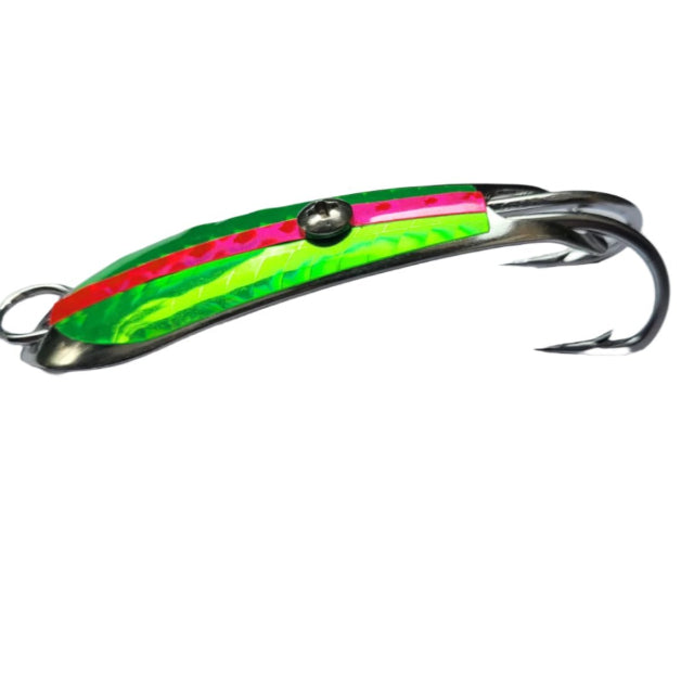 Pushpa Trolling Fishing Spoon | Double Hook | Sinking | 8 Cm, 15 Gm | 9 Cm, 20 Gm | - Fishermanshub#3/0Green