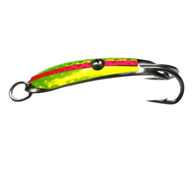 Pushpa Trolling Fishing Spoon | Double Hook | Sinking | 8 Cm, 15 Gm | 9 Cm, 20 Gm | - Fishermanshub#3/0Lime