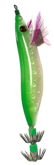 Seawood Makuli Luminous Squid Jigs, Lures | Floating | 10 Cm, 9 Gm | 9.5 Cm, 14 Gm | 5 Pcs Per Pack | - FishermanshubGreen With Red Eye10Cm