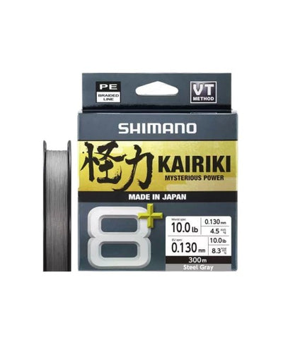 Shimano Kairiki 8+ PE Braided Fishing Line | 270Mt / 300Yd | Steel Grey | Multicolour | - Fishermanshub0.13MM | 4.5Kg (10Lb)Steel Grey