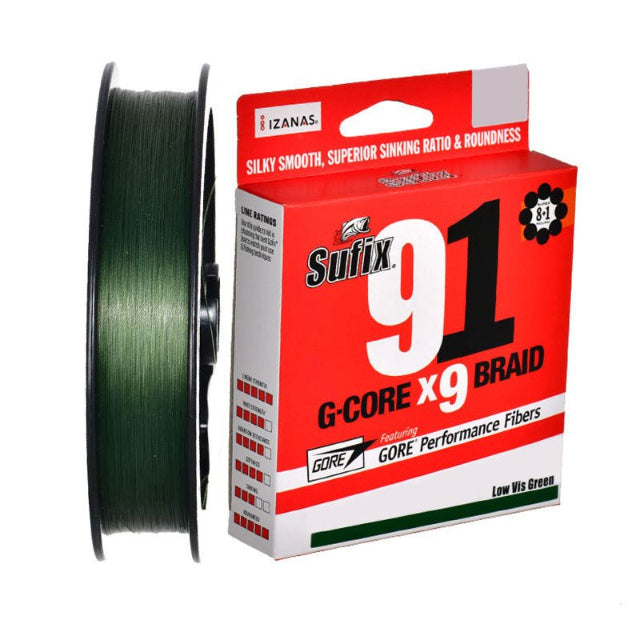 Sufix 91 Braid Line | 300Mt / 330Yd | Low-Vis Green | - Fishermanshub0.37MM | 33Kg (73Lb)