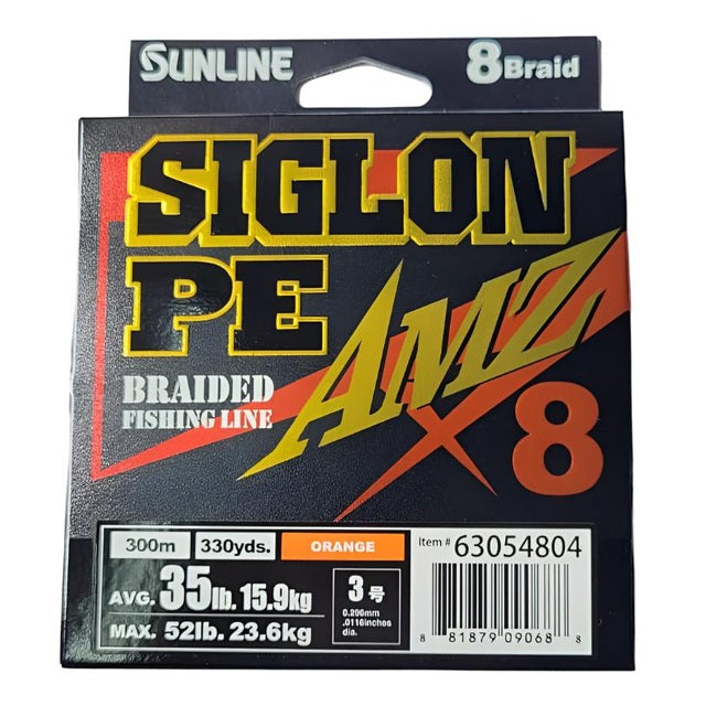 Sunline Siglon PE AMZ X8 Braided Fishing Line | 300Mt / 325Yd | Orange | - Fishermanshub0.29MM | 15.9Kg (35.0Lb)