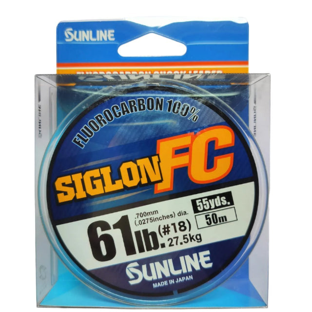 Sunline Siglon 100% Fluorocarbon Shock Leader | 50Mt / 55Yd | Clear | - Fishermanshub0.70MM | 27.5Kg (61.0Lb)