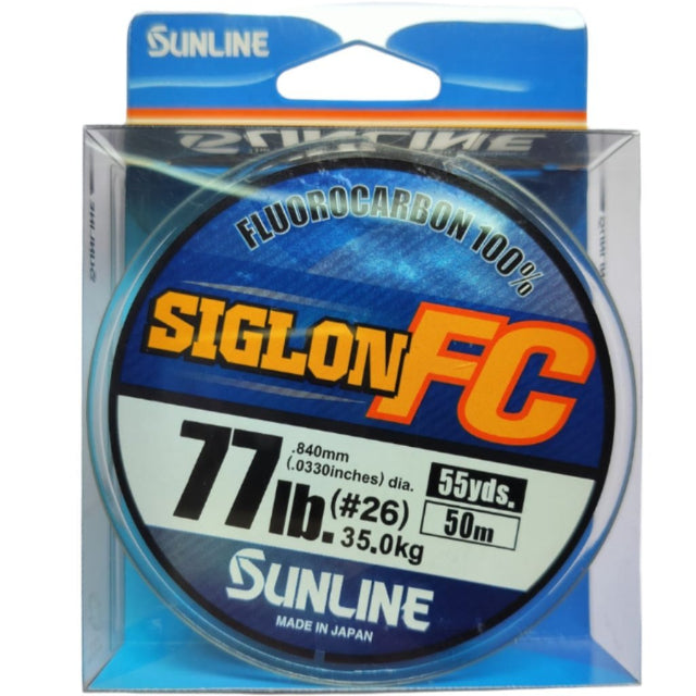Sunline Siglon 100% Fluorocarbon Shock Leader | 50Mt / 55Yd | Clear | - Fishermanshub0.84MM | 35.0Kg (77.0Lb)