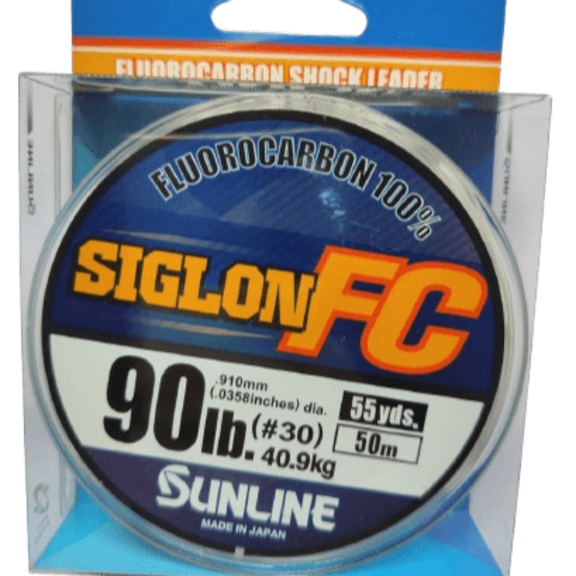Sunline Siglon 100% Fluorocarbon Shock Leader | 50Mt / 55Yd | Clear | - Fishermanshub0.91MM | 40.9Kg (90.0Lb)