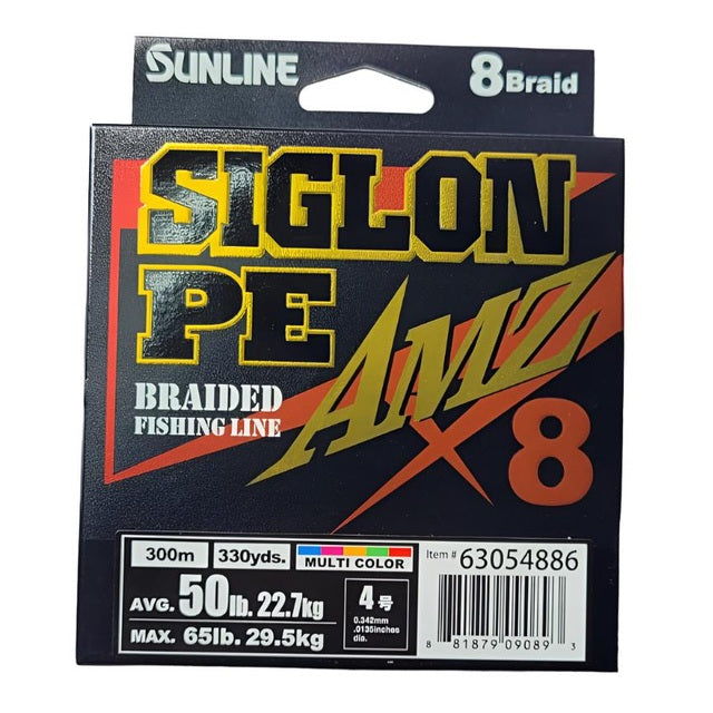 Sunline Siglon PE AMZ X8 Braided Fishing Line | 300Mt / 325Yd | Multicolour | - Fishermanshub0.34MM | 22.7Kg (50.0Lb)