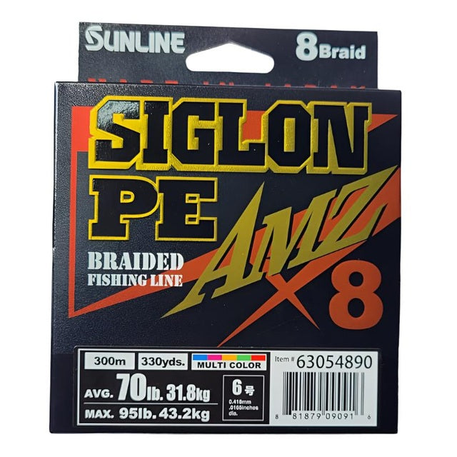 Sunline Siglon PE AMZ X8 Braided Fishing Line | 300Mt / 325Yd | Multicolour | - Fishermanshub0.41MM | 31.8Kg (70.0Lb)