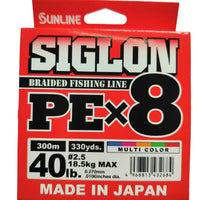 Sunline Siglon PE X8 Braided Fishing Line | 300Mt / 325Yd | Multicolour | - Fishermanshub0.27MM | 18.5Kg (40.0Lb)