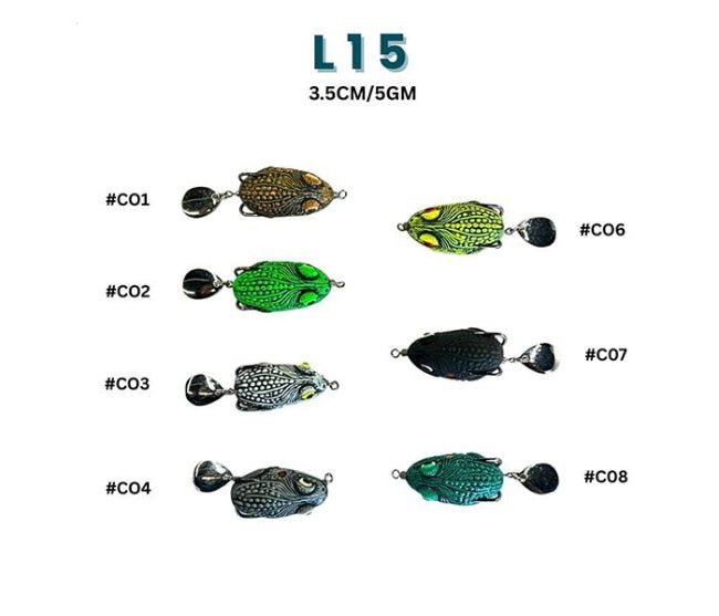 Terry L15 Lat Frogs Handmade Soft Lure With Spinner | Floating | 3.5 Cm | 5 - 6 Gm | - Fishermanshub7