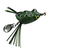 Terry 041 Lat Handmade Frogs Soft Lure With Spinner | Floating | 5 Cm | 4.7 Gm | - FishermanshubDark Green