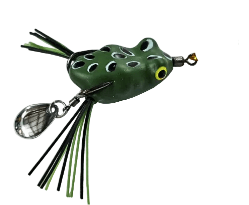 Terry 041 Lat Handmade Frogs Soft Lure With Spinner | Floating | 5 Cm | 4.7 Gm | - FishermanshubDark Green