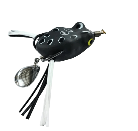 Terry 041 Lat Handmade Frogs Soft Lure With Spinner | Floating | 5 Cm | 4.7 Gm | - FishermanshubBlack