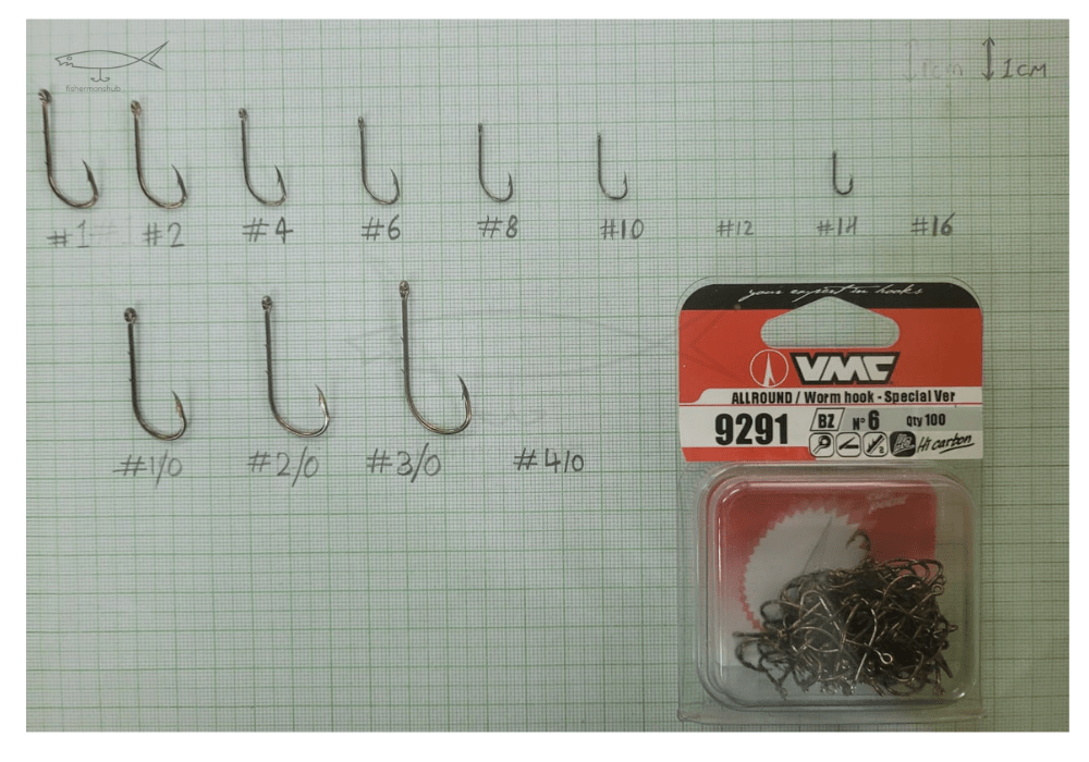 VMC 9291 Allround Worm Hooks With Bait Holders | Single Hooks | 100 Pcs Per Box | - Fishermanshub1