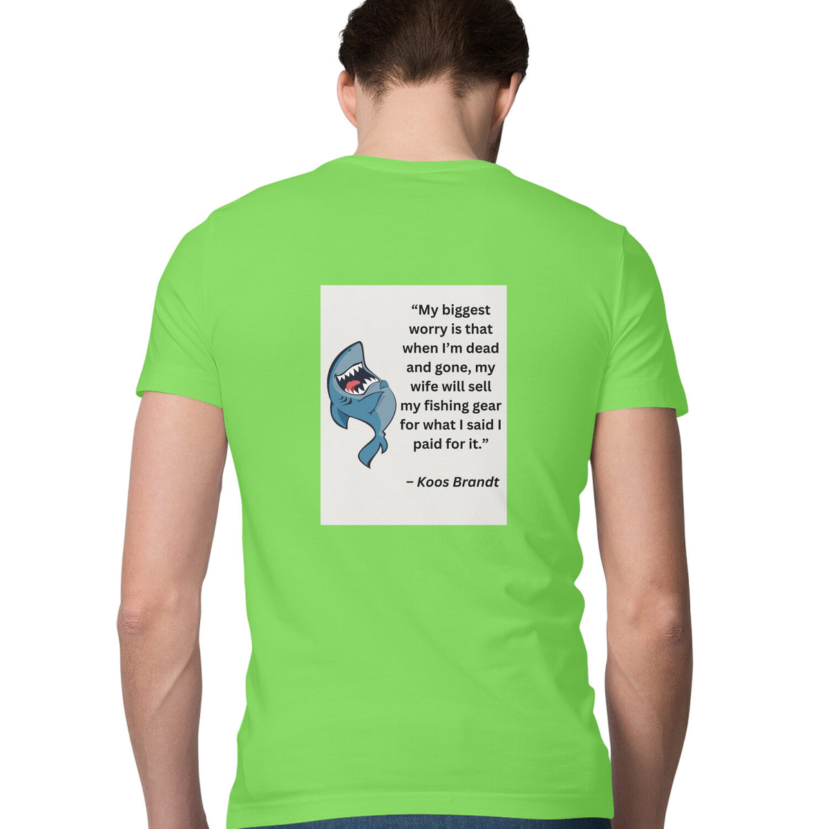 পুৰুষৰ এংলিং টি-চাৰ্টৰ | Koos Brandt - মোৰ আটাইতকৈ ডাঙৰ চিন্তা | গোল ডিঙি | চুটি হাতৰ আঁচল | কেৱল পিছফালে প্ৰিন্ট কৰক |