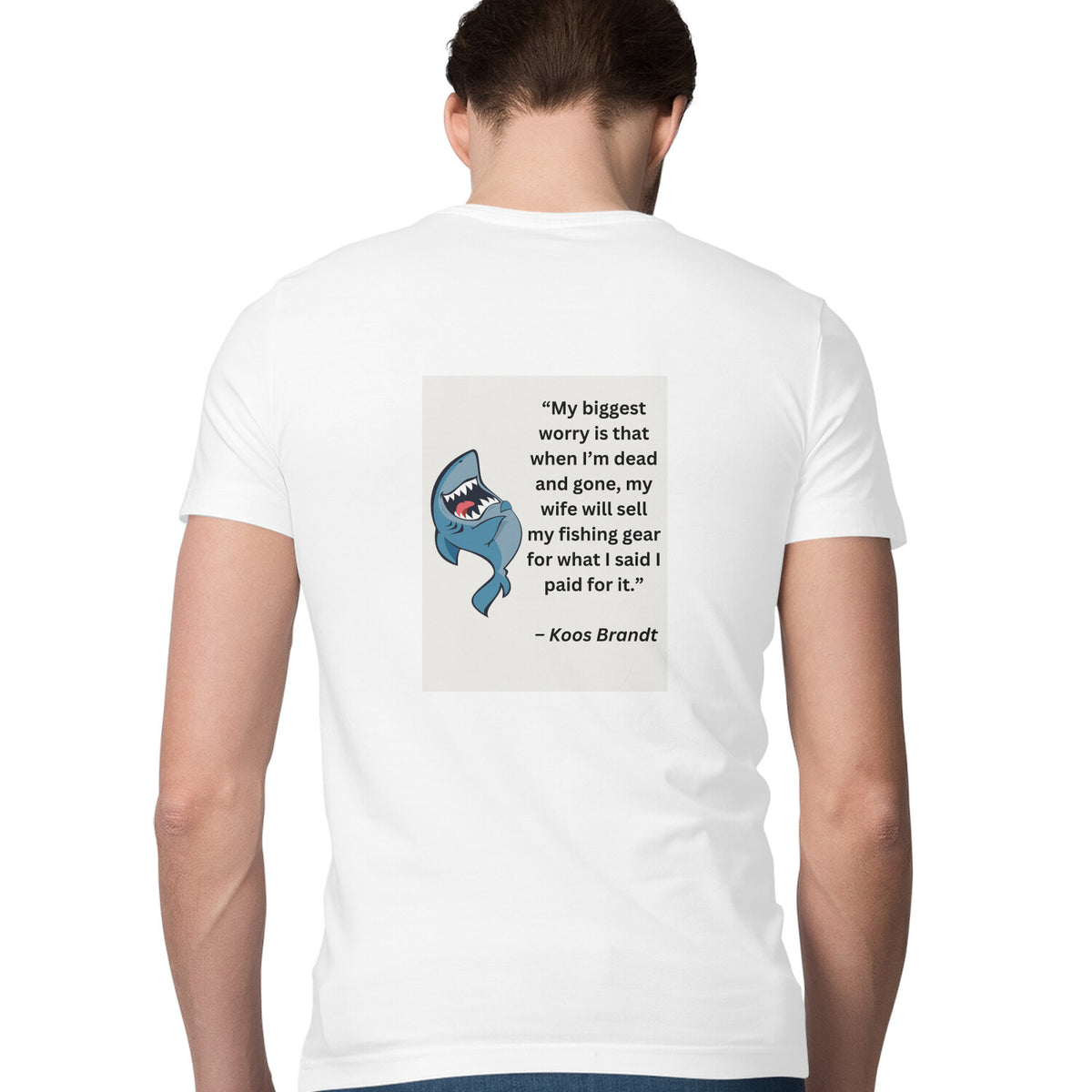 পুৰুষৰ এংলিং টি-চাৰ্টৰ | Koos Brandt - মোৰ আটাইতকৈ ডাঙৰ চিন্তা | গোল ডিঙি | চুটি হাতৰ আঁচল | কেৱল পিছফালে প্ৰিন্ট কৰক |