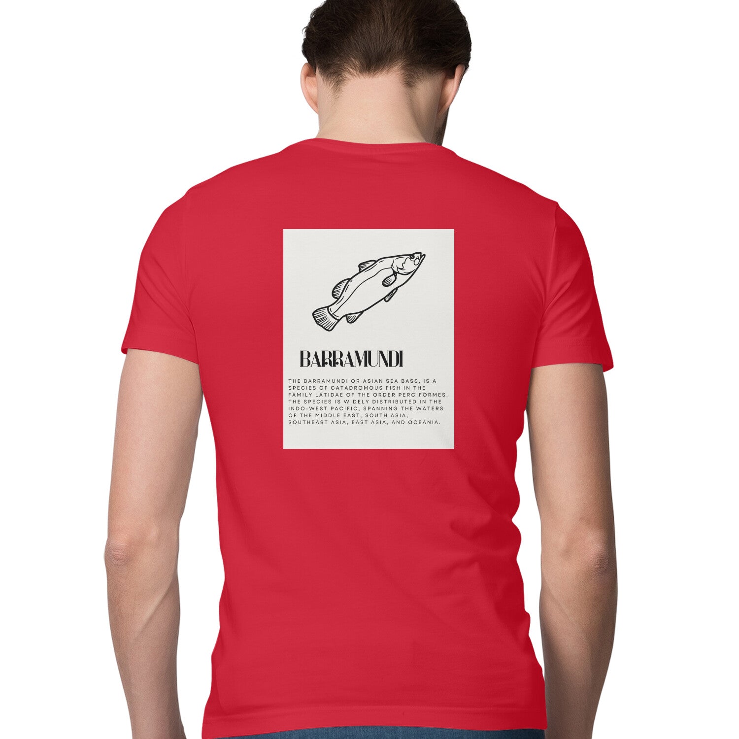 पुरुषों की एंग्लिंग टी-शर्ट | बारामुंडी - आगे और पीछे का विवरण | गोल गला | छोटी बाजू | 2 तरफ की प्रिंट |