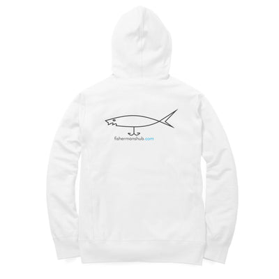 Mens / Woman's Angling Hoodie | Fish On Front + Fishermanshub.com Logo Behind| Hoodie