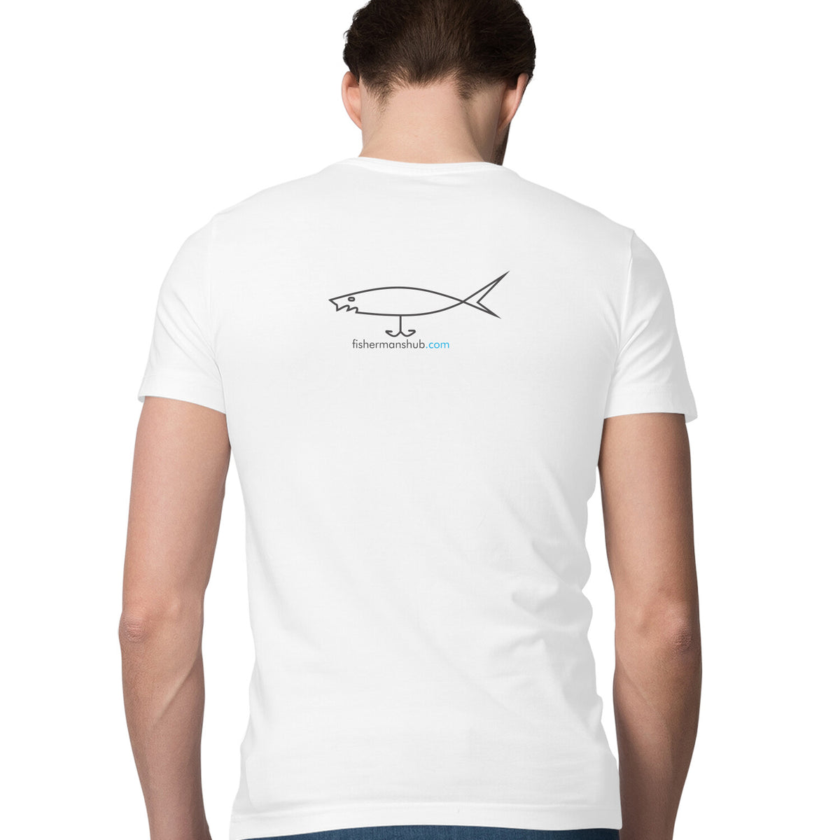 ஆண்கள் அங்கிலிங் டீ-ஷர்ட்ஸ் |முன்பு - ஆழமான கொதிக்குளி வேட்டை | பின்னூட்டம் - மீனவாங்கு.com லோகோ | சுற்று மை | குறுக்கு உடை |