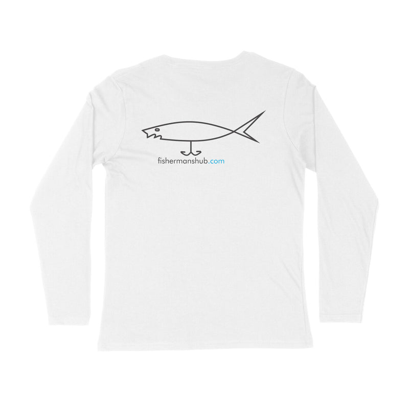 Men's Angling T-Shirt's | Front - Keep Calm And Go Fishing , Back - Fishermanshub.com Logo | Round Neck | Long Sleeves |