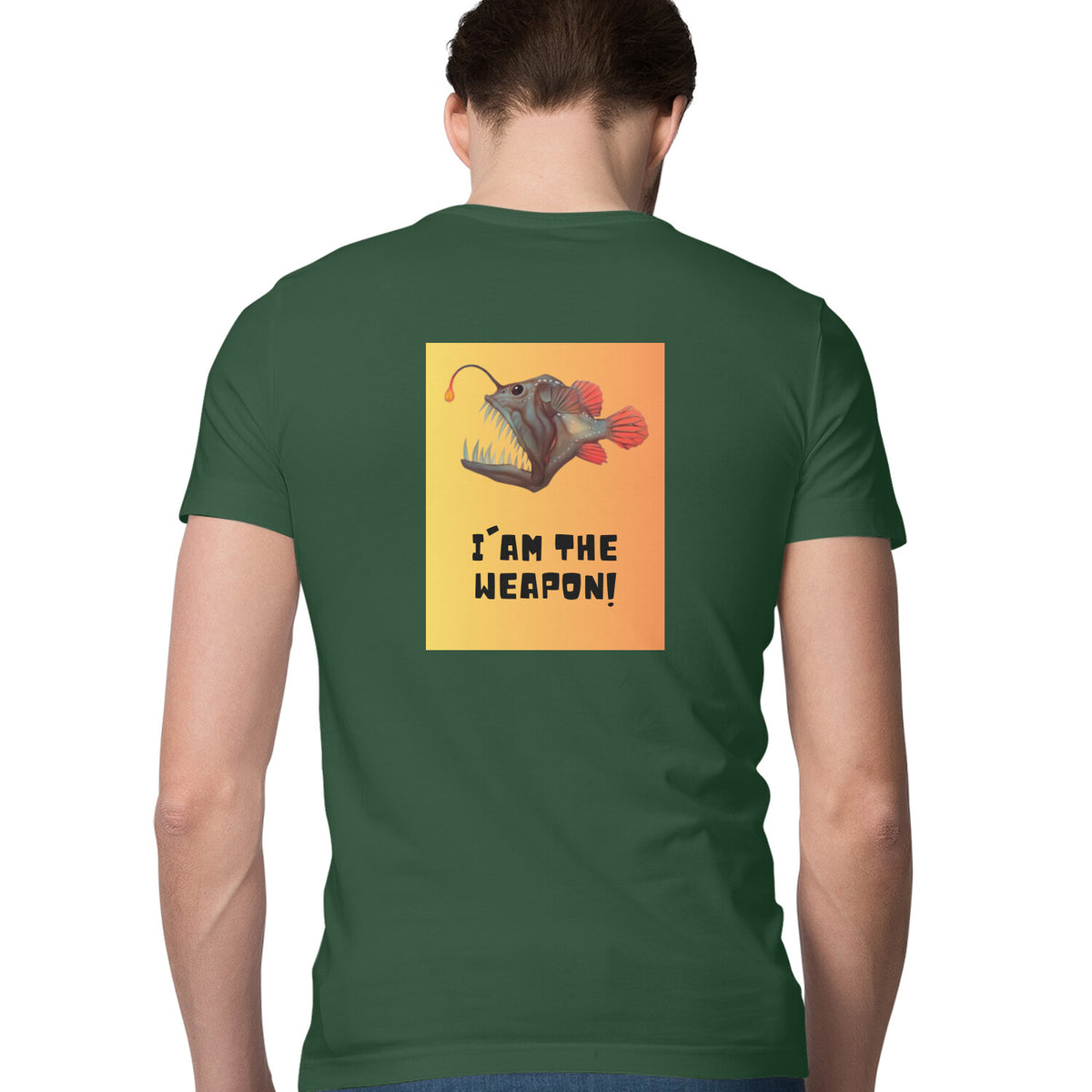 Men's Angling T-Shirt's |Im The Weapon Deep Sea Angler Fish | Round Neck | Short Sleeve | 2 Side Prints |