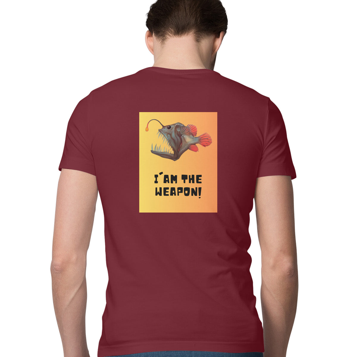 Men's Angling T-Shirt's |Im The Weapon Deep Sea Angler Fish | Round Neck | Short Sleeve | 2 Side Prints |