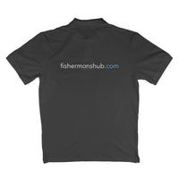 Men's Angling Polo T-Shirts - Fishermanshub.com Logo Front , Fishermanshub.com behind| Short Sleeve | - FishermanshubBlackS