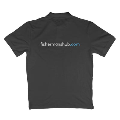 Men's Angling Polo T-Shirts - Fishermanshub.com Logo Front , Fishermanshub.com behind| Short Sleeve | - FishermanshubBlackS