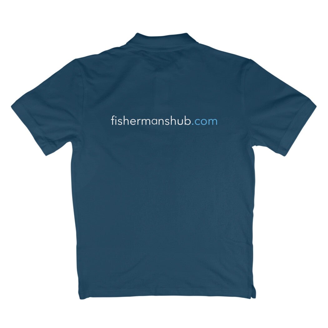 Men's Angling Polo T-Shirts - Fishermanshub.com Logo Front , Fishermanshub.com behind| Short Sleeve | - FishermanshubNavy BlueS
