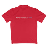 Men's Angling Polo T-Shirts - Fishermanshub.com Logo Front , Fishermanshub.com behind| Short Sleeve | - FishermanshubRedS